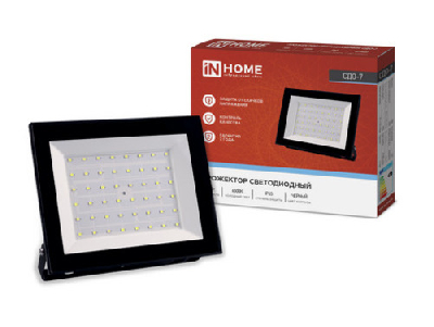 Прожектор светодиодный СДО-7 70Вт 6500К IP65 черный IN HOME