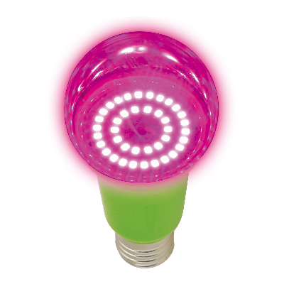 Лампа светодиодная для растений. LED-A60-15W/SPSB/E27/CL PLP30GR Форма A, прозрачная. Спектр для рассады и цветения. Картон. ТМ