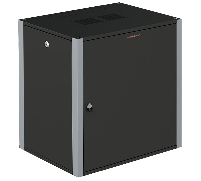 Шкаф телекоммуникационный настенный 19' 9U дверь металл IP20. 600x450x450mm(ШхГхВ) цвет черный(RAL 9004/RAL7000)