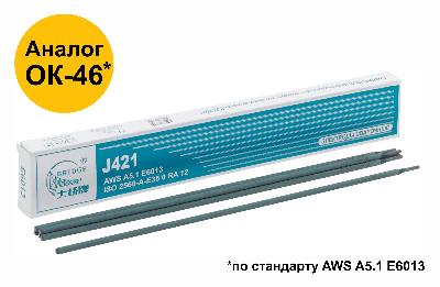 Электроды J421 для низкоуглеродистых сталей 3,2 мм х 350 мм (коробка 1 кг)