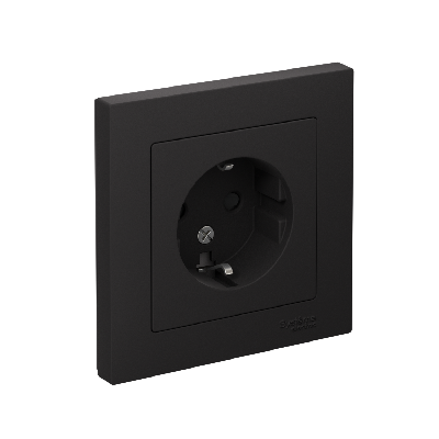 Розетка ATLASDESIGN с заземлением со шторками 16А в сборе карбон