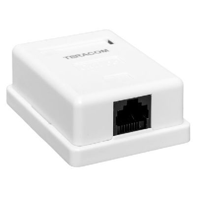 Розетка настенная TERACOM Cat.5E неэкран. 1 порт  RJ-45 Dual IDC белая