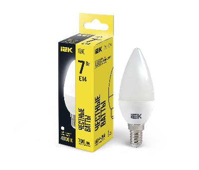 Лампа светодиодная LED 7вт Е14 белый матовая свеча ECO