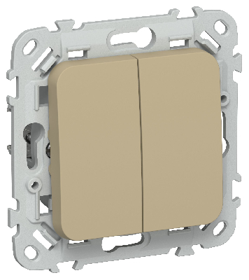 FLITE Выключатель 2-клавишный 10А ВС12-1-0-ФлХ хаки IEK