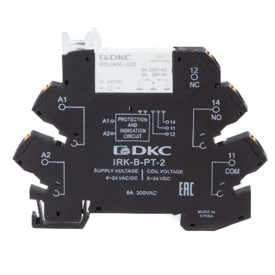 Реле интерфейсное, 1CO, ком. ток 6А, AgSnO2, напряжение 24V AC/DC, push-in клеммы.