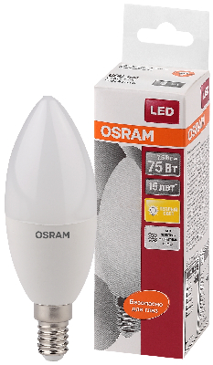 Лампа светодиодная LED 8Вт E14 CLB75 тепло-бел, матов.свеча OSRAM