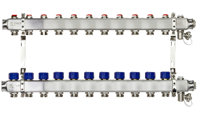 Коллекторная группа SSM-11R set 11 контуров 1' x 3/4' с термостатическими клапанами и кронштейнами