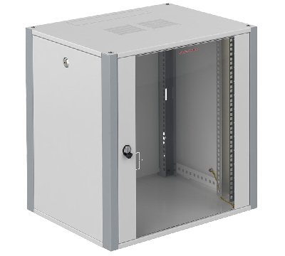 Шкаф телекоммуникационный настенный 19' 6U дверь стекло IP20. 600x450x315mm(ШхГхВ) цвет серый(RAL 7035/RAL7000)