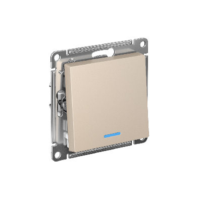 ATLASDESIGN выключатель одноклавишный с подсветкой, сх.1а, 10АХ, мех., ПЕСОЧНЫЙ