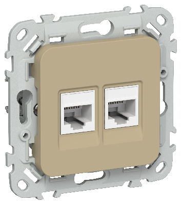 FLITE Розетка 2-местная компьютерная RJ45 категория 5Е UTP РК5е-2-0-ФлХ хаки IEK