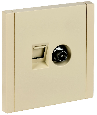 FORTE&PIANO Розетка двойная TV+RJ45 кат.5E FP436 ваниль IEK