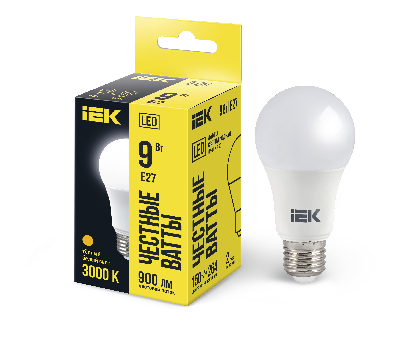 Лампа светодиодная LED 9вт E27 тепло-белый ECO