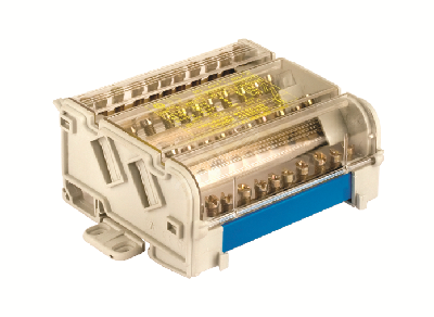 Блок распределительный на DIN рейку 2 полюса 100А 5х6мм 2х7.5мм