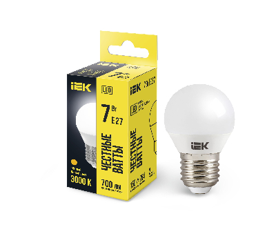 Лампа светодиодная LED 7вт E27 тепло-белый матовый шар ECO