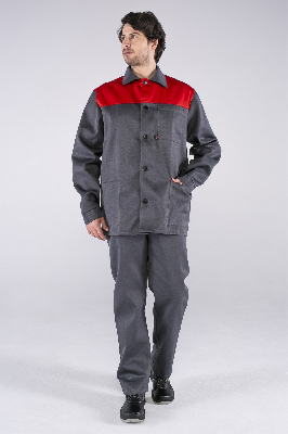 Костюм Стандарт (ткань Смесовая,210) брюки, темно-серый красный, 48-50 170-176