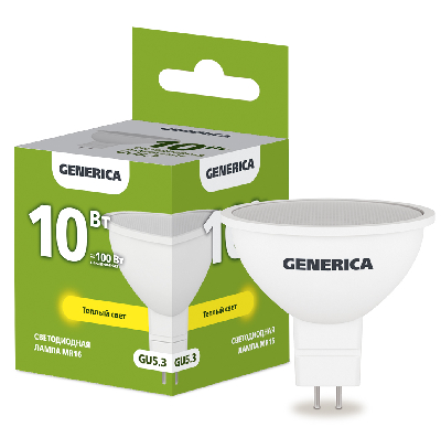 Лампа светодиодная MR16 софит 10Вт 230В 3000К GU5.3 GENERICA