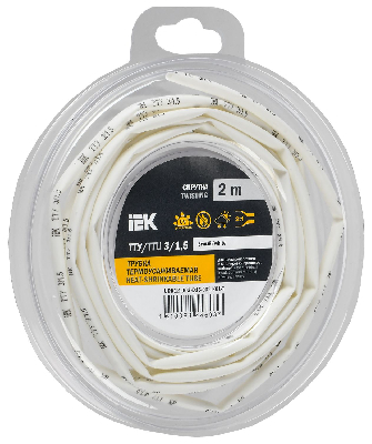 Трубка термоусадочная ТТУ нг-LS 3/1,5 белая (2м/упак) IEK