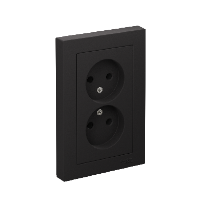 Розетка ATLASDESIGN двойная без заземления 16А в сборе карбон