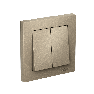 Выключатель двухклавишный ATLASDESIGN схема 5 10АХ в сборе шампань