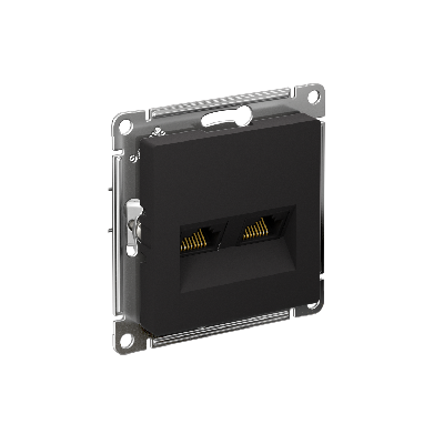 Розетка ATLASDESIGN двойная компьютерная RJ45+RJ45 категория 5E механизм карбон