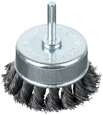 Кордщетка-чашка, со штифтом, витая стальная проволока 70 мм