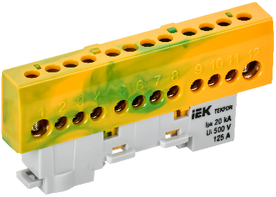 TEKFOR Шина PE земля изолированная на универсальном держателе 8х12-12-ЖЗ IEK