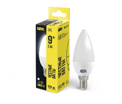 Лампа светодиодная LED 9вт Е14 белый матовая свеча ECO