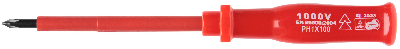 Отвертка изолированная 1000 В, CrV сталь, пластиковая ручка РН1 х 100 мм