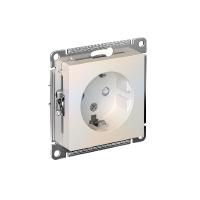 Розетка ATLASDESIGN с заземлением со шторками 16А механизм жемчуг