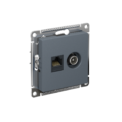 Розетка ATLASDESIGN двойная компьютерная+ТВ RJ45+TV категория 5E механизм грифель