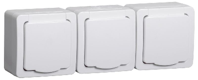 Гермес PLUS Розетка тройная с заземлением наружная белая IP54
