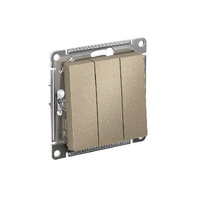 Выключатель трехклавишный ATLASDESIGN схема 1+1+1 10АХ механизм шампань