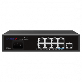 Коммутатор неуправляемый PoE 9 портов 8хRJ45 PoE 100 Мбит/с 1хRJ45 Uplink 100 Мбит/с 120Вт