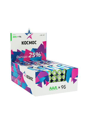 Элемент питания LR03 AAA, Alkaline 1.5В, 96 шт/уп, Космос