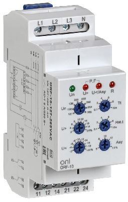 Реле фаз ORF-10 3ф. 2 конт. 127-265В AC с контр. нейтр.