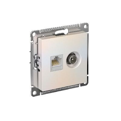 Розетка ATLASDESIGN двойная компьютерная+ТВ RJ45+TV категория 5E механизм жемчуг