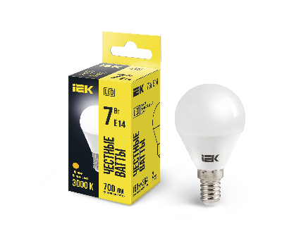Лампа светодиодная LED 7вт E14 тепло-белый матовый шар ECO