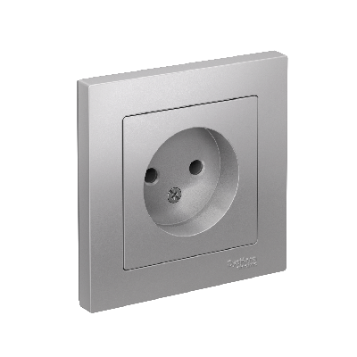 Розетка ATLASDESIGN без заземления 16А в сборе алюминий