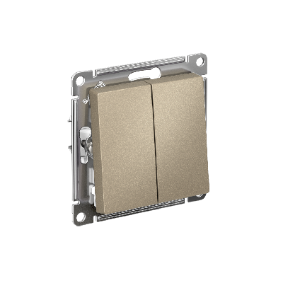 Переключатель двухклавишный ATLASDESIGN схема 6 10АХ механизм шампань