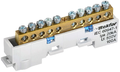TEKFOR Шина N ноль неизолированная на универсальном держателе 6х9-10-С IEK