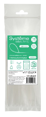 Стяжка кабельная MultiSet 200х2.5 Белая (100шт)
