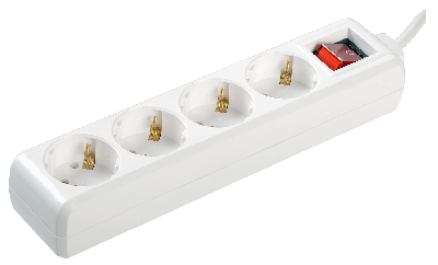 Удлинитель бытовой 4 розетки шнур 3м с заземлением с выключателем 16А