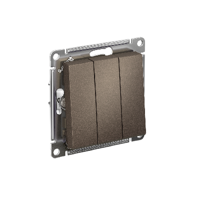 Выключатель трехклавишный ATLASDESIGN схема 1+1+1 10АХ механизм мокко