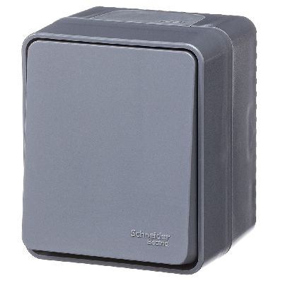 AtlasDesign PROFI IP54 О/У 1-клавишный кнопочный ВЫКЛЮЧАТЕЛЬ 10 АХ, АНТРАЦИТ