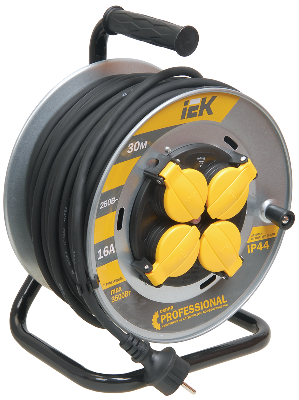 Удлинитель силовой 4 розетки шнур 30м КГ 3x1.5 УК30 с термозащитой IP44