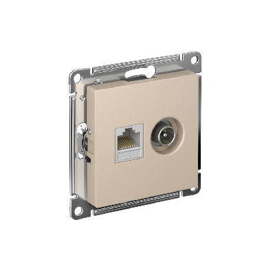 ATLASDESIGN РОЗЕТКА двойная ТВ + компьютерная RJ45, кат. 5Е, ПЕСОЧНЫЙ