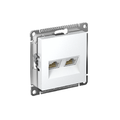 Розетка ATLASDESIGN двойная компьютерная RJ45+RJ45 категория 5E механизм белый