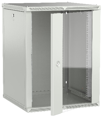 LINEA W Шкаф настенный 15U 600х600мм дверь стекло серый 2.0