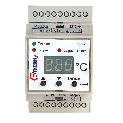 Термостат Th-X универсальный одноканальный для управления системами электрообогрева c передачей данных через интерфейс RS-485, по протоколу MOD_BUS/RTU