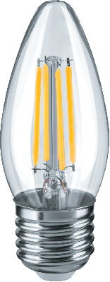 Лампа светодиодная LED 4вт Е27 белый свеча FILAMENT